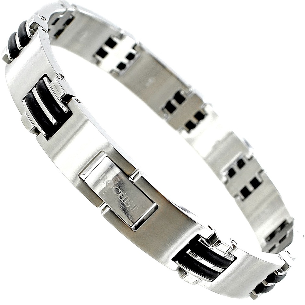 Rochet Roma
Mag Acier Titanium Rubber Insert Classic Mens Link Bracelet